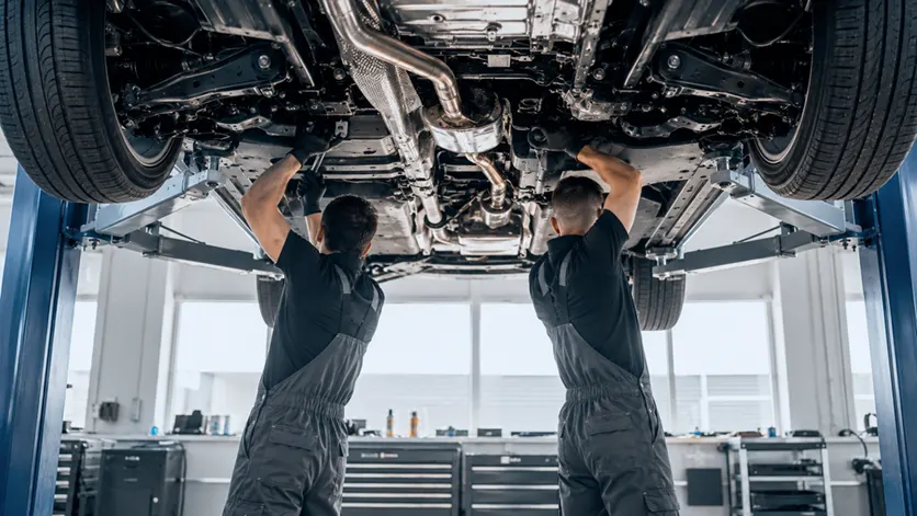 Mechanici pracující pod autem